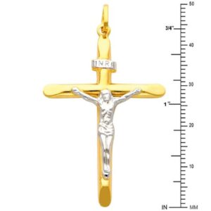 14k Two Tone Gold Crucifix Cross Religious Charm Pendant