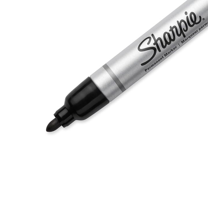 Sharpie Metal Barrel Permanent Markers, Bullet Tip, Black, 12 Count