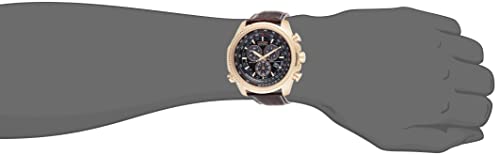 Citizen Men's Eco-Drive Weekender Brycen Chronograph Watch in Gold-tone Stainless Steel, Brown Leather strap (Model: BL5403-03X)