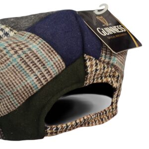 Guinness Patch Tweed Flat Cap - Unisex, Black, Medium