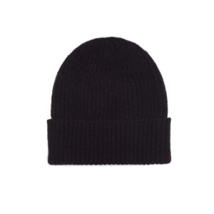 100% cashmere unisex beanie hat, black