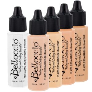 belloccio fair color shade foundation set - professional cosmetic airbrush makeup in 1/2 oz bottles