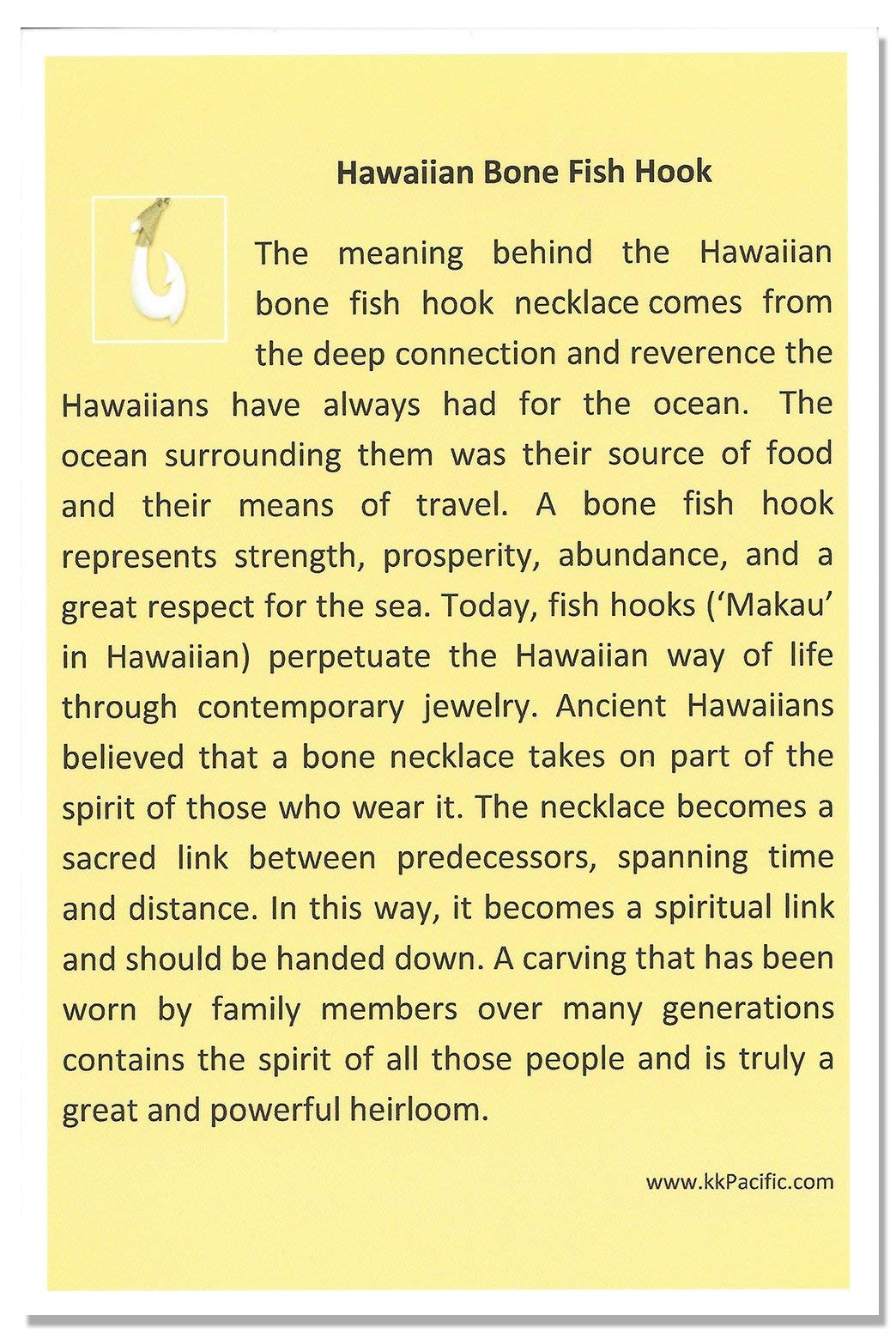 KanaKala Pacific Hawaiian Hand Carved Bone Fish Hook Necklace