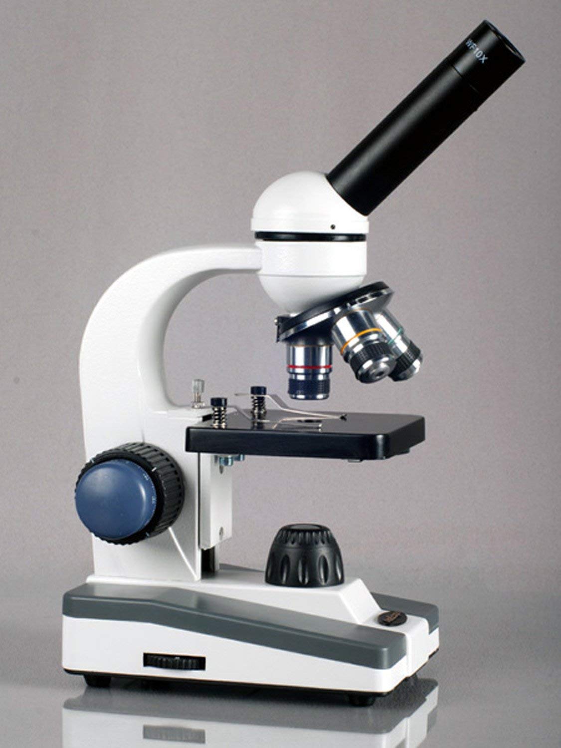 AmScope M150A Compound Monocular Microscope, WF10x and WF16x Eyepieces, 40x-640x Magnification, LED Illumination, Brightfield, Single-Lens Condenser, Coaxial Coarse and Fine Focus, Plain Stage, 110V