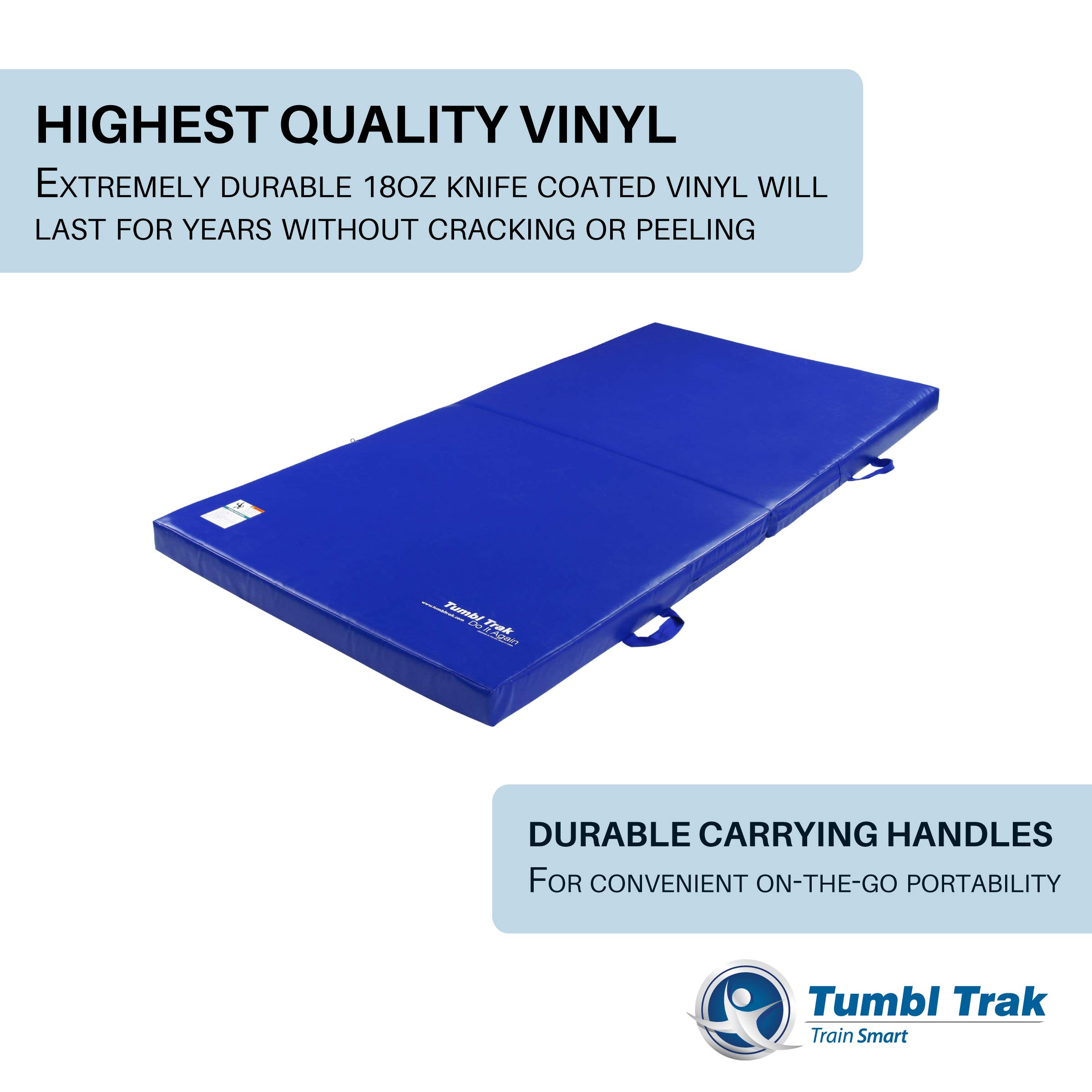 Tumbl Trak Folding Practice Mat, 4ft x 8ft x 4in, Royal Blue