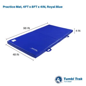 Tumbl Trak Folding Practice Mat, 4ft x 8ft x 4in, Royal Blue