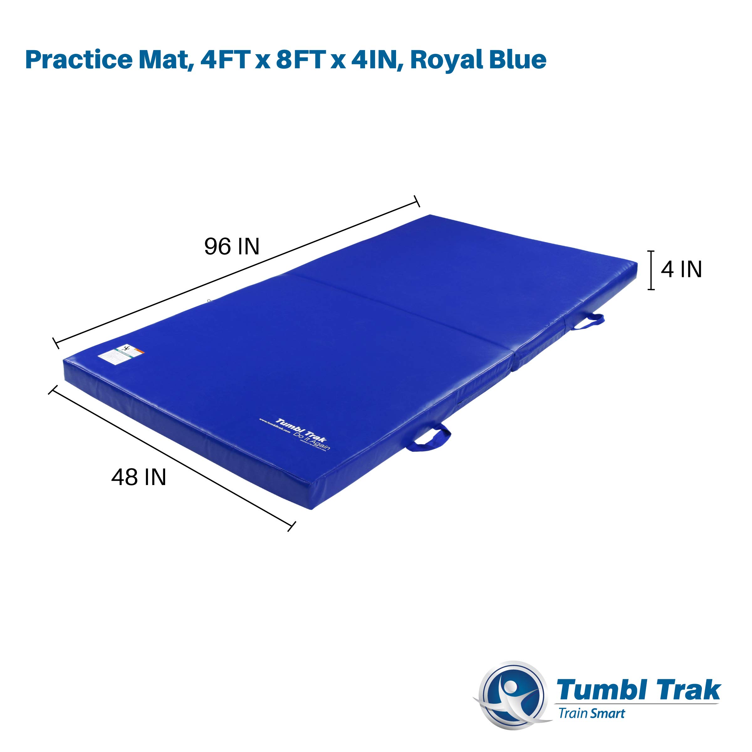 Tumbl Trak Folding Practice Mat, 4ft x 8ft x 4in, Royal Blue