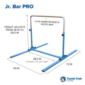 Tumbl Trak Jr. Bar PRO Adjustable Height Horizontal Gymnastics Kip Bar for The Gym for Home, Blue