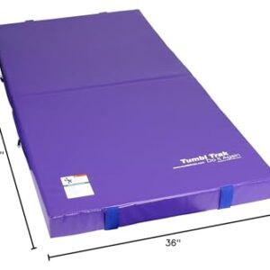 Tumbl Trak Junior Practice Mat, 3'x6'x4", Crash Mat for Gymnastics and Cheer, Landing Mat for Gymnastics Training, Purple