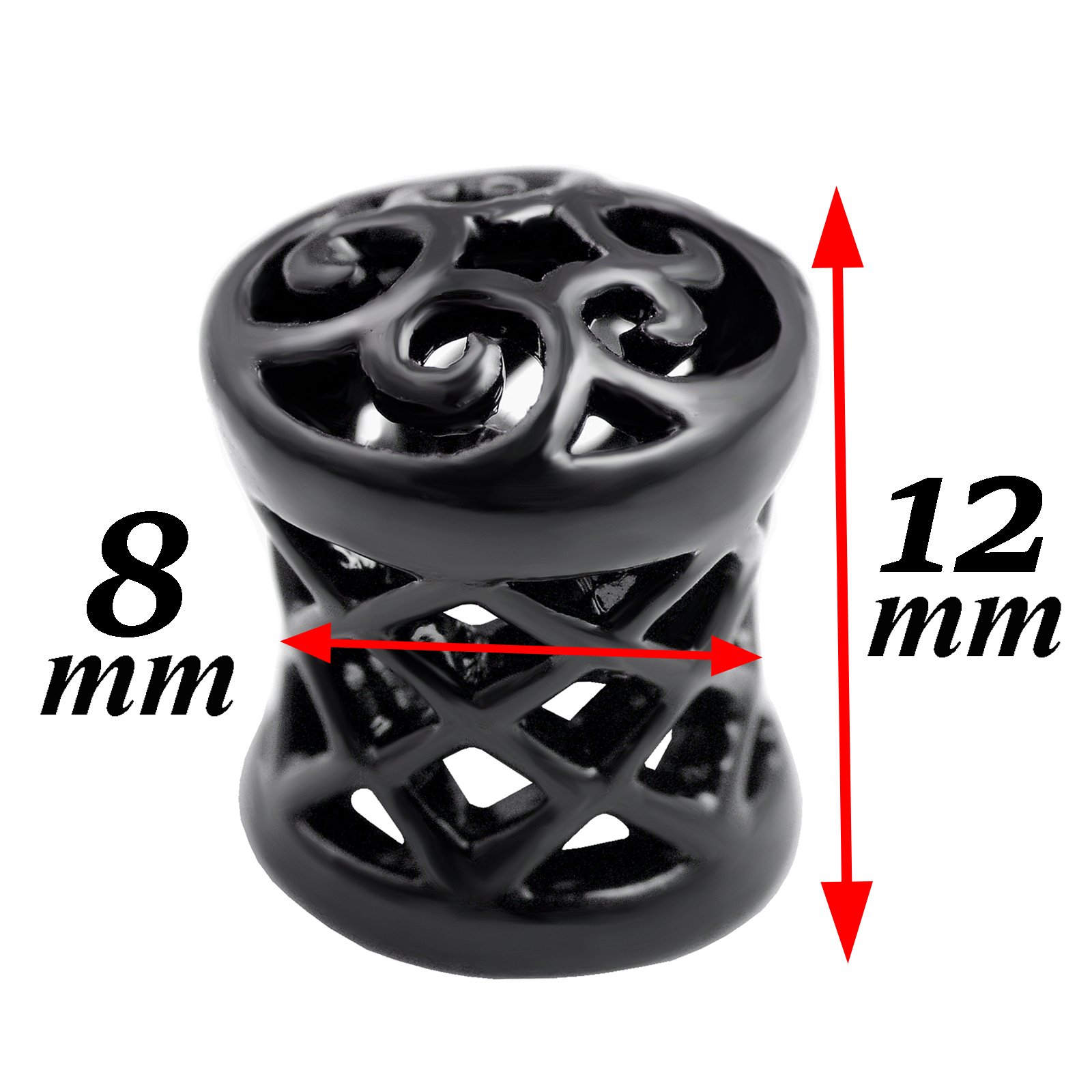 Bodyjewellery Black Alloy Double Flared Ear Plugs Flesh Tunnels Earlets ADFU, 0G 0 gauge 8mm, Pair