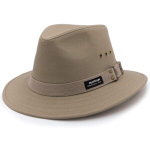 panama jack men's original canvas safari sun hat, 2 1/2" brim, upf (spf) 50+ sun protection (khaki, medium)