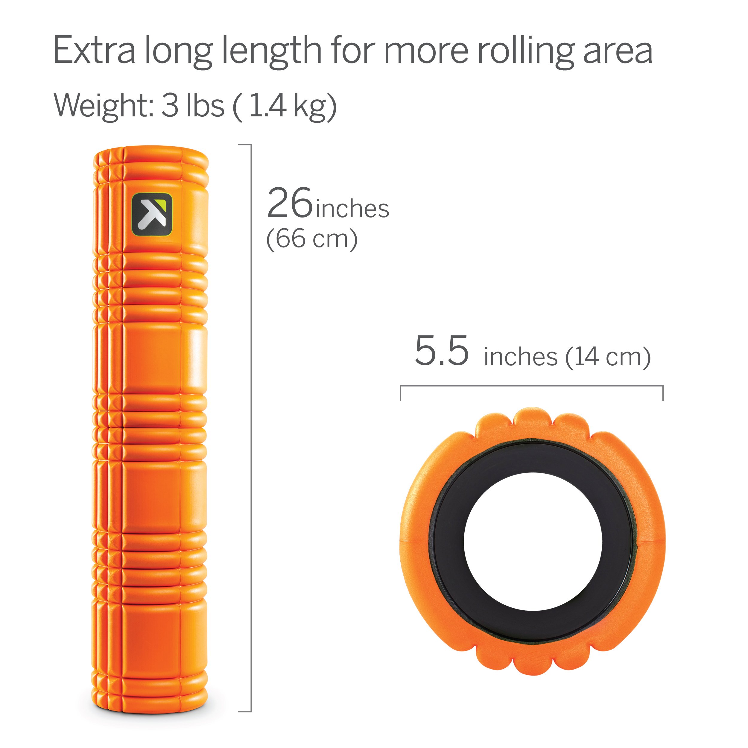 TRIGGERPOINT PERFORMANCE THERAPY GRID Patented Multi-Density Foam Massage Roller Exercise Deep Tissue Muscle Recovery - Relieves Muscle Pain & Tightness, Improves Mobility & Circulation (26"), Orange