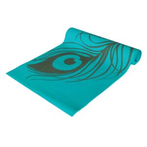 wai lana yoga and pilates mat (peacock feather, aqua)- 1/4 inch extra thick non-slip stylish, latex-free, lightweight, optimum comfort