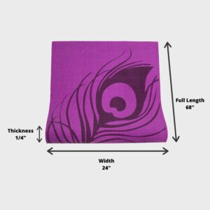 Wai Lana Yoga and Pilates Mat (Peacock Feather, Purple)- 1/4 Inch Extra Thick Non-Slip Stylish, Latex-Free, Lightweight, Optimum Comfort