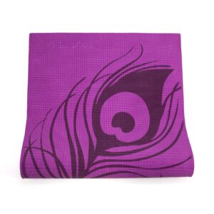 Wai Lana Yoga and Pilates Mat (Peacock Feather, Purple)- 1/4 Inch Extra Thick Non-Slip Stylish, Latex-Free, Lightweight, Optimum Comfort