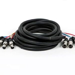 Monoprice XLR Male to XLR Female Snake Cable - 10 Feet- Black/Silver, 4-Channel, Metal Connector Housings Plastic and Rubber Cable Boots