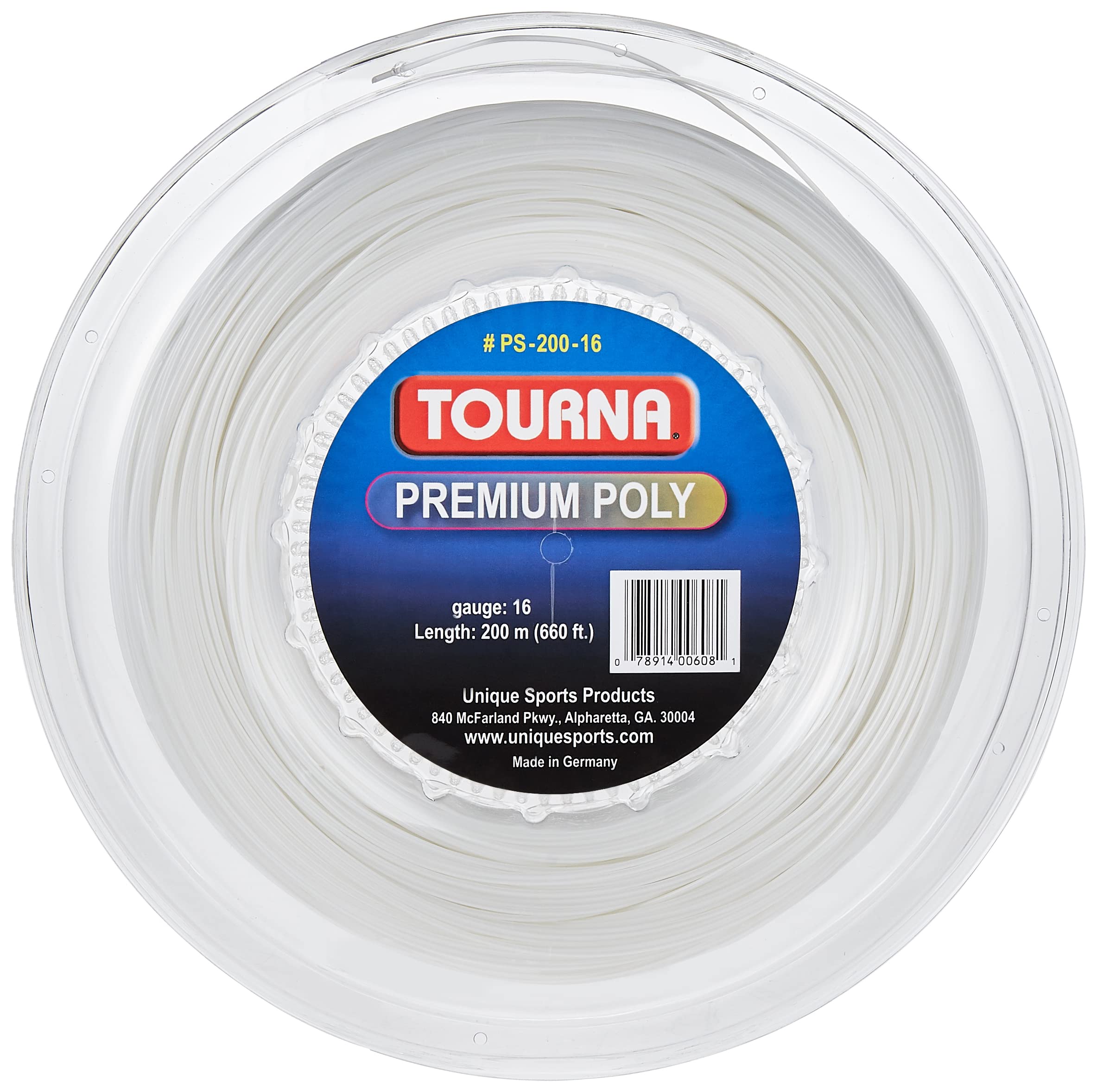 Tourna Premium Poly 17g Reel Tennis String, Pearl