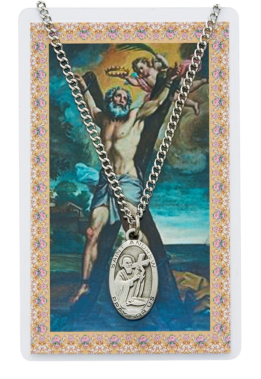 St Andrew Prayer Card With Medal Pendant Charm Patron Saint Catholic Christian