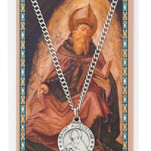 St Augustine Prayer Card With Medal Saint Catholic Christian Pendant Charm Patron