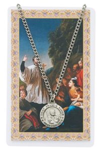 st. francis xavier 3/4-inch pewter medal pendant with prayer card