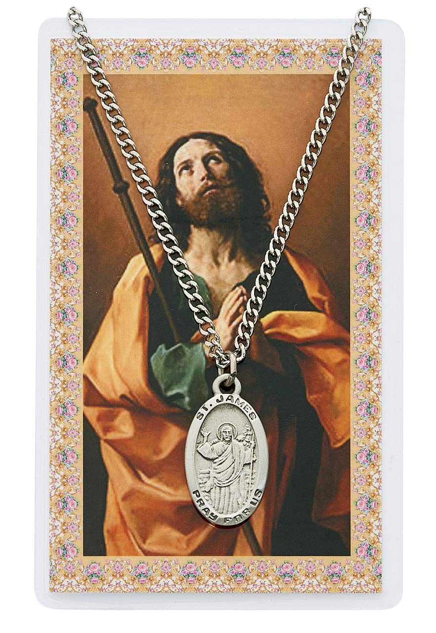 St James Prayer Card With Medal Pendant Charm Patron Saint Catholic Christian