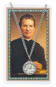 st john bosco prayer card with medal patron saint catholic christian pendant charm