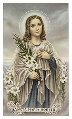 St Maria Goretti Prayer Card With Medal Christian Pendant Charm Patron Saint Catholic