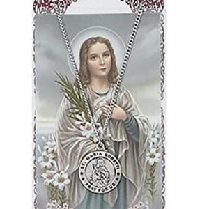 St Maria Goretti Prayer Card With Medal Christian Pendant Charm Patron Saint Catholic