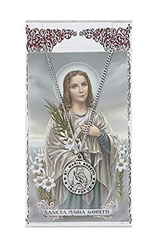 St Maria Goretti Prayer Card With Medal Christian Pendant Charm Patron Saint Catholic