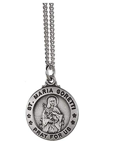 St Maria Goretti Prayer Card With Medal Christian Pendant Charm Patron Saint Catholic