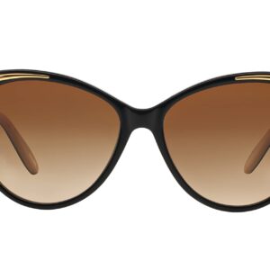 Ralph Woman Sunglasses Shiny Black On Nude & Gold Frame, Light Brown Gradient Dark Brown Lenses, 59MM