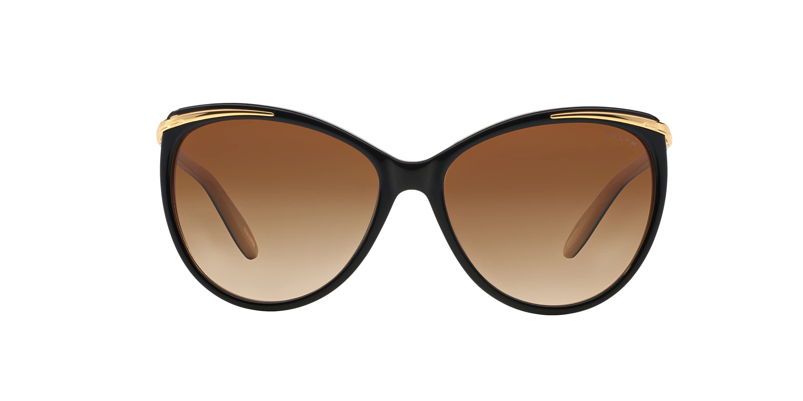 Ralph Woman Sunglasses Shiny Black On Nude & Gold Frame, Light Brown Gradient Dark Brown Lenses, 59MM