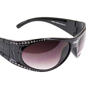 Global Vision Marilyn-1 Women's Motorcycle Sunglasses W/ 50 Crystal Bling Rhinestones Eyewear