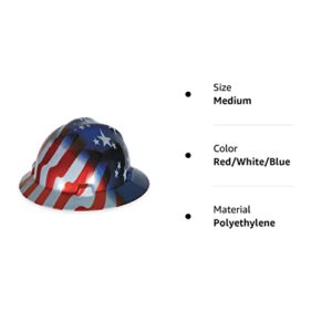 MSA Safety 10071157 V-Gard Freedom Series Class E Type I Hard Hat with Fast-Track Suspension and American Star and Stripe