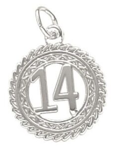 rembrandt charms number 14 charm, sterling silver