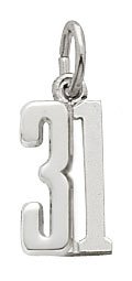 rembrandt charms number 31 charm, sterling silver