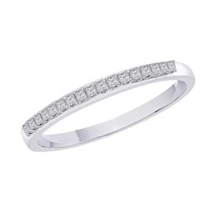 KATARINA Princess Cut Diamond Anniversary Wedding Band Stackable Ring in Sterling Silver (1/10 cttw, H-I, I2-I3) (Size-6.5)