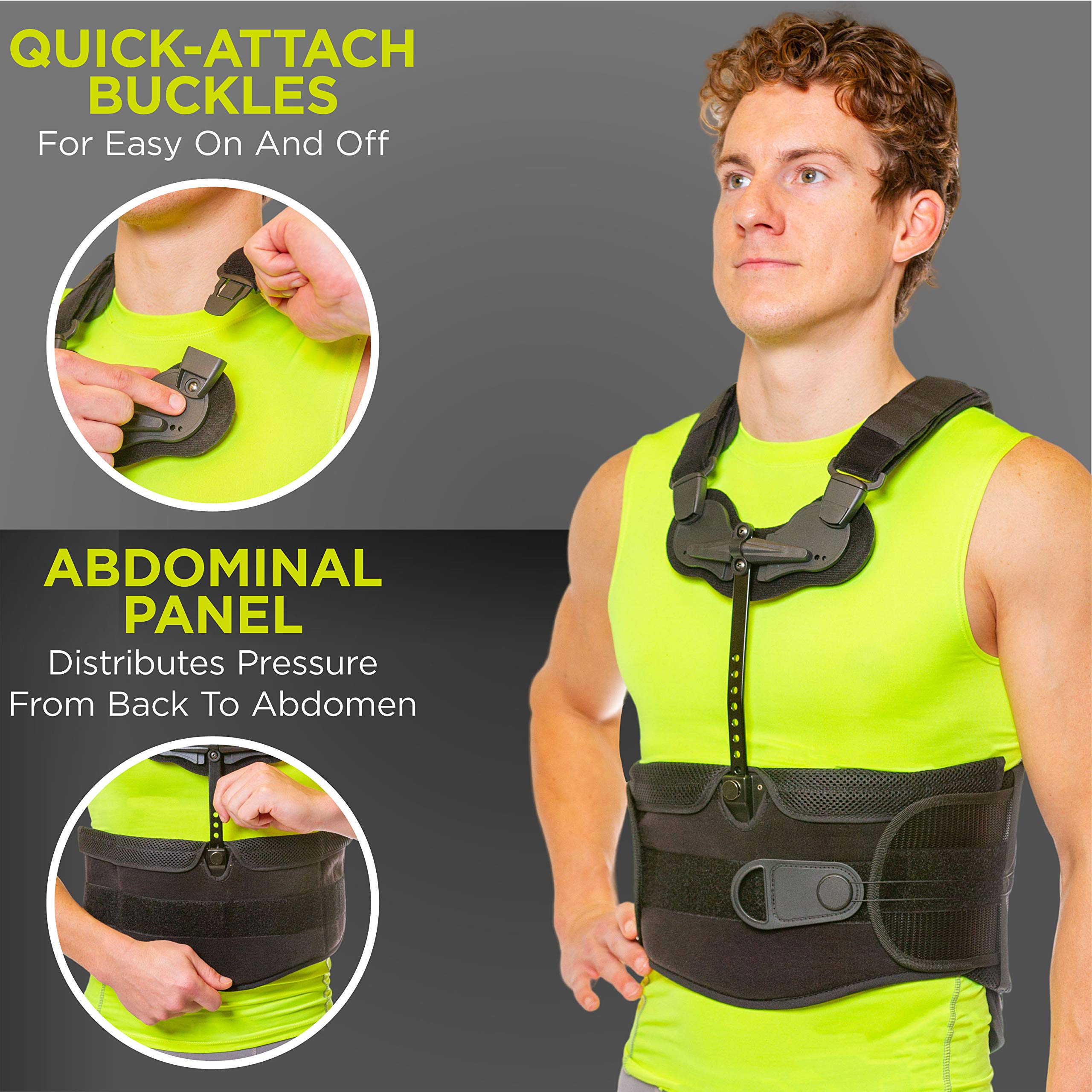 TLSO Thoracic Full Back Brace - Treat Kyphosis, Osteoporosis, Compression Fractures, Upper Spine Injuries, and Pre or Post Surgery with This Hard Lumbar Support for Men and Women (Medium)