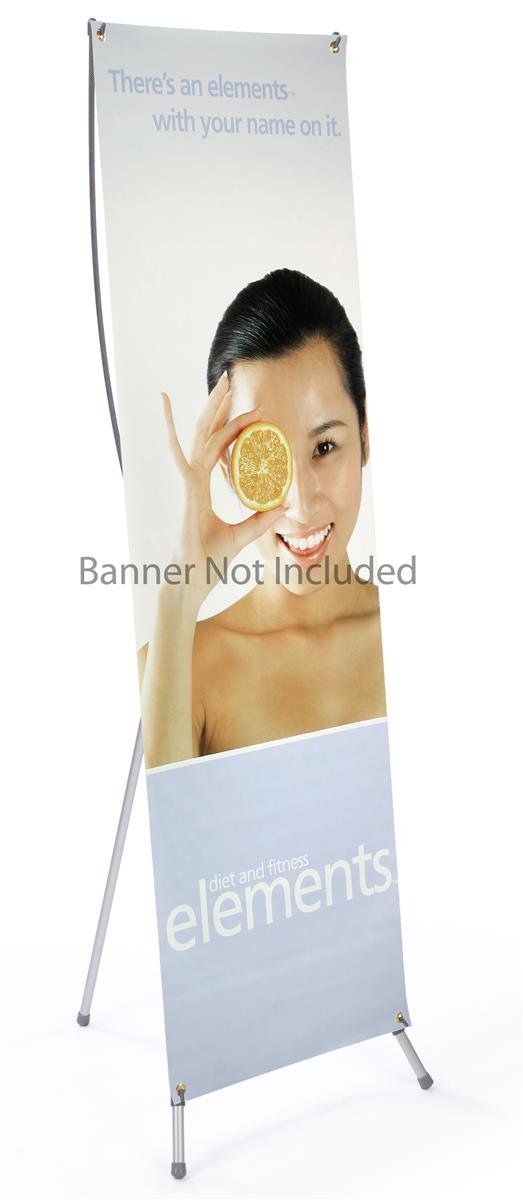 Portable X Banner Stand with Hooks for Grommets, Adjustable - Graphics NOT Included