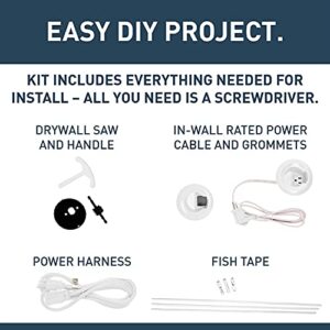 Legrand Wiremold CMK70 In Wall TV Power Grommet Kit, Cable Management Kit, Mounting Brackets, Fish Tape, and Hole Saw Included, White (1 Pair)