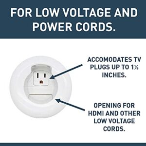 Legrand Wiremold CMK70 In Wall TV Power Grommet Kit, Cable Management Kit, Mounting Brackets, Fish Tape, and Hole Saw Included, White (1 Pair)