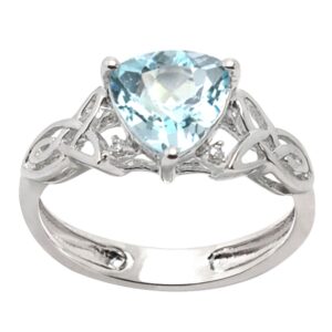 de buman sky blue topaz & cubic zirconia solid 18k yellow gold & 925 silver ring, size 7