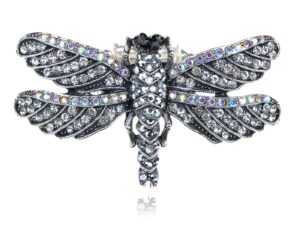 alilang gunmetal tone shine clear rainbow crystal rhinestones dragonfly ring