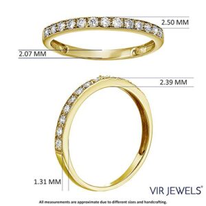 VIR JEWELS 1/4 carat (ctw) Diamond Wedding Anniversary Band for Women, Half Eternity Round Diamond Engagement Ring 14K Yellow Gold Prong Set with Milgrain 0.25 cttw, Size 7