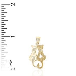 Gold Sitting Cats Charm - 10 Karat Solid Gold - Cat Jewelry (Style 1)