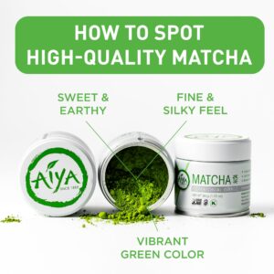 Aiya Authentic Japanese Premium First Harvest Ceremonial Grade Matcha Green Tea Powder - Vegan-Friendly, Zero Sugar, Gluten-Free - 30g Tin