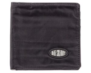 big skinny men's world bi-fold slim wallet with zippered pocket, holds up to 35 cards, black