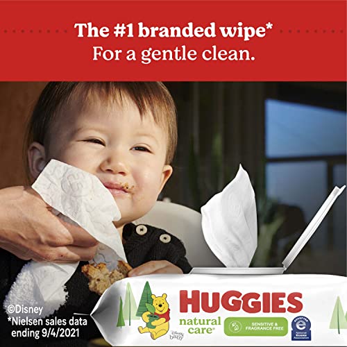 Huggies Natural Care Fragrance Free Baby Wipes, 552 Total Wipes 184 Count (Pack of 3), Packaging May Vary