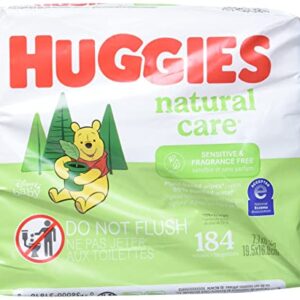 Huggies Natural Care Fragrance Free Baby Wipes, 552 Total Wipes 184 Count (Pack of 3), Packaging May Vary