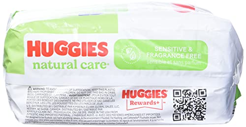 Huggies Natural Care Fragrance Free Baby Wipes, 552 Total Wipes 184 Count (Pack of 3), Packaging May Vary